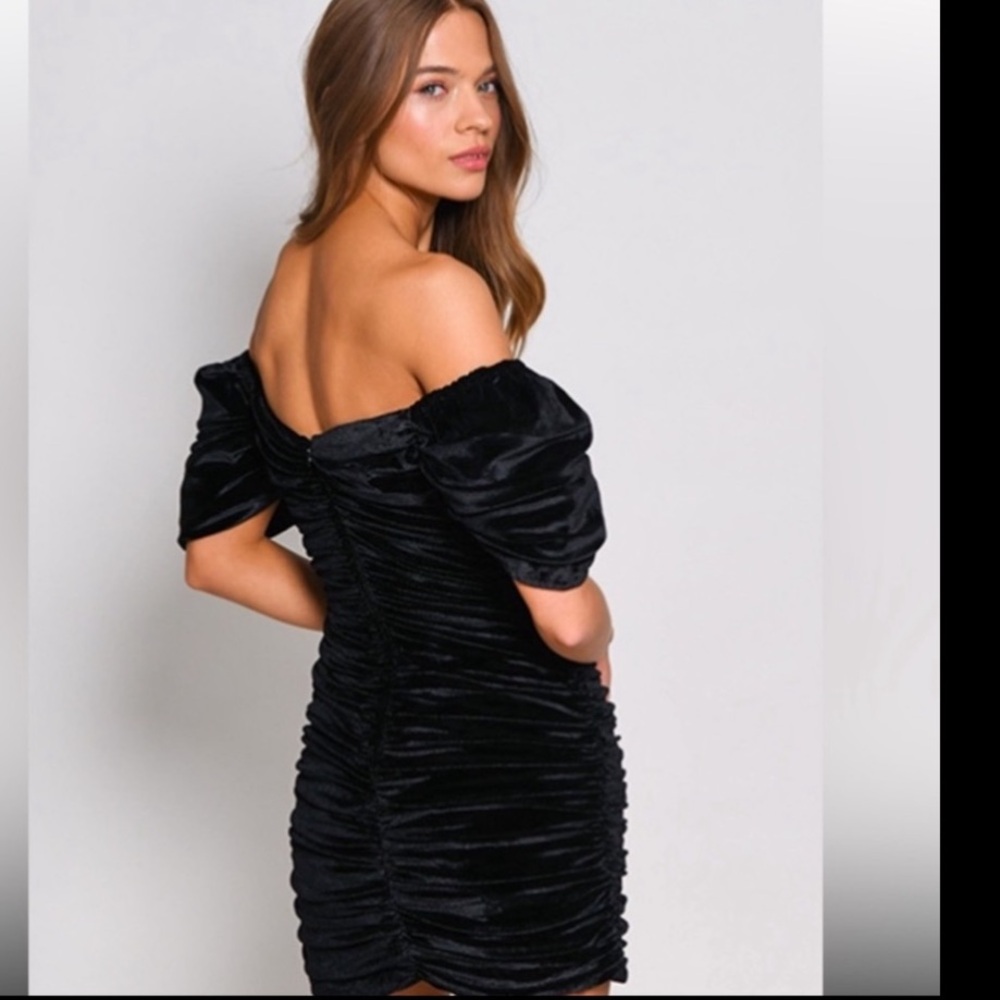 Hutch velvet ruched puff sleeve cocktail dress NWT - Picture 12 of 14